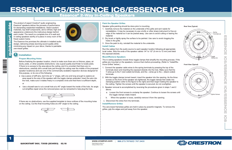 Page n°1 - Manuel utilisateur Crestron ESSENCE IC6-W-T