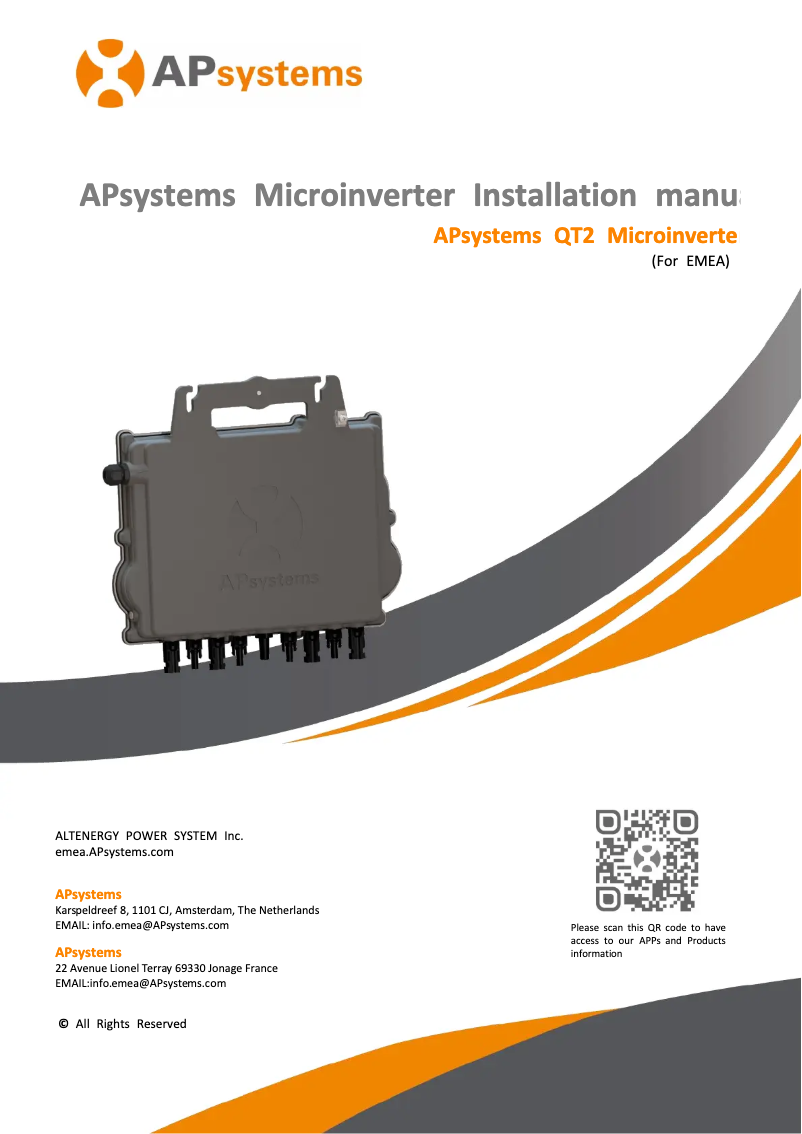 Page 1 de la notice Manuel utilisateur APsystems QT2