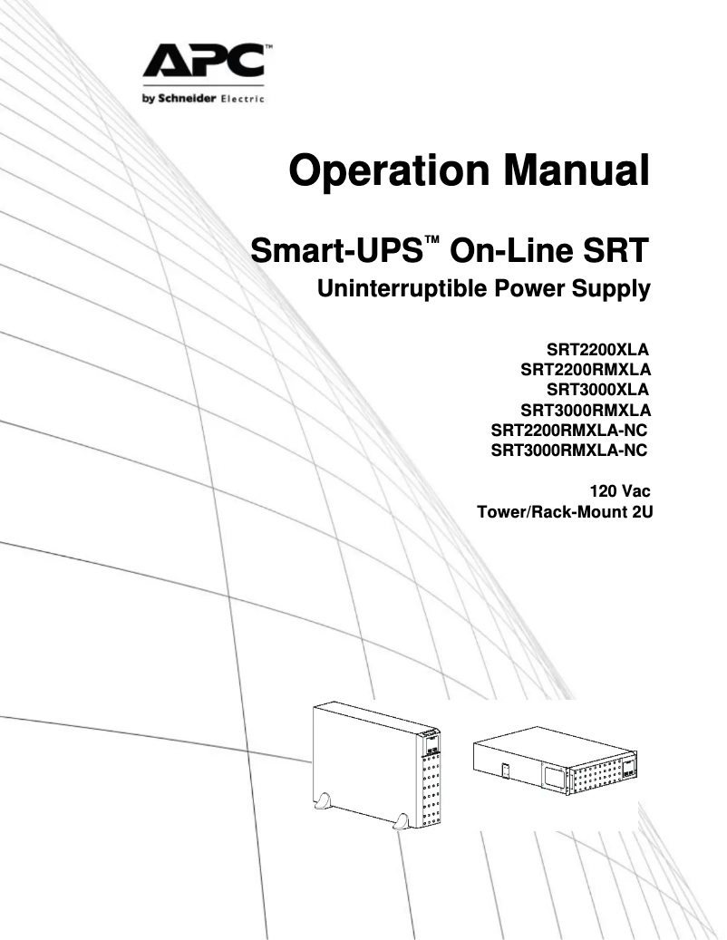Image de la première page du manuel de l'appareil Smart-UPS SRT SRT2200RMXLAUS