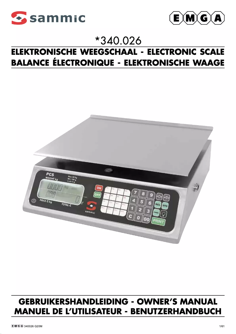 Page n°1 - Manuel utilisateur Sammic 340026