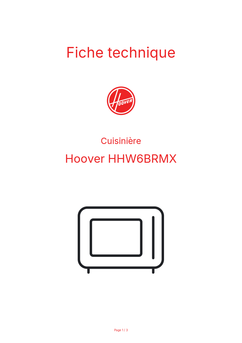 Page n°1 - Fiche technique Hoover HHW6BRMX
