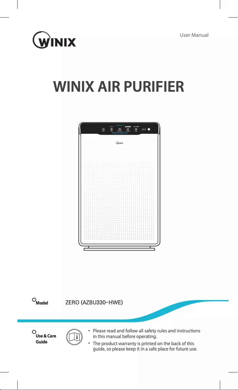 Page 1 de la notice Manuel utilisateur Winix Zero N