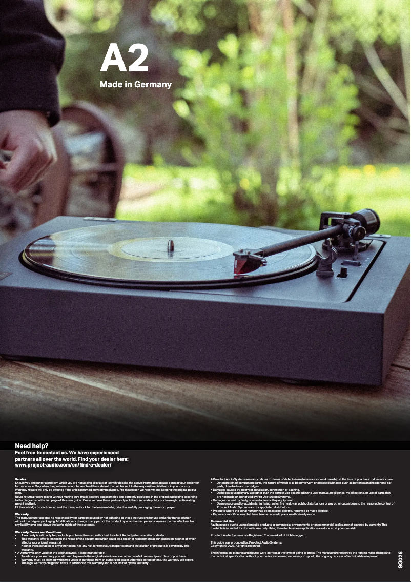 Página 1 del manual Manual de usuario Pro-Ject A2