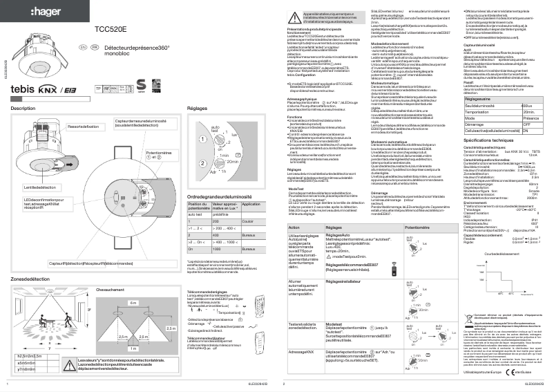Page 1 de la notice Manuel utilisateur Hager TCC520E