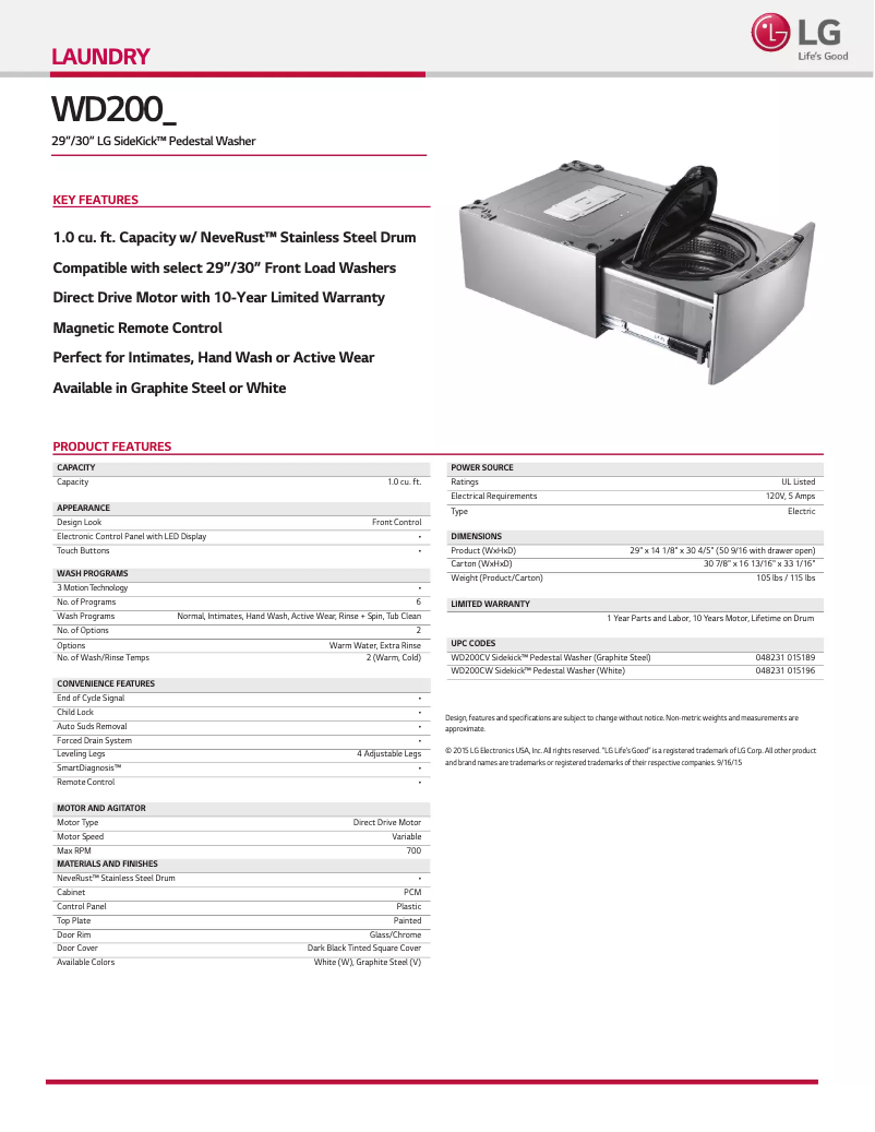 Image de la première page du manuel de l'appareil WD200CV