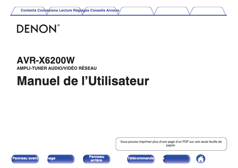 Image de la première page du manuel de l'appareil AVR-X6200W