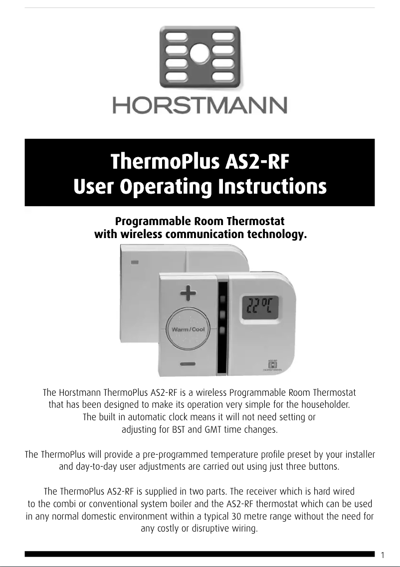 Page n°1 - Manuel utilisateur Horstmann ThermoPlus AS2 RF