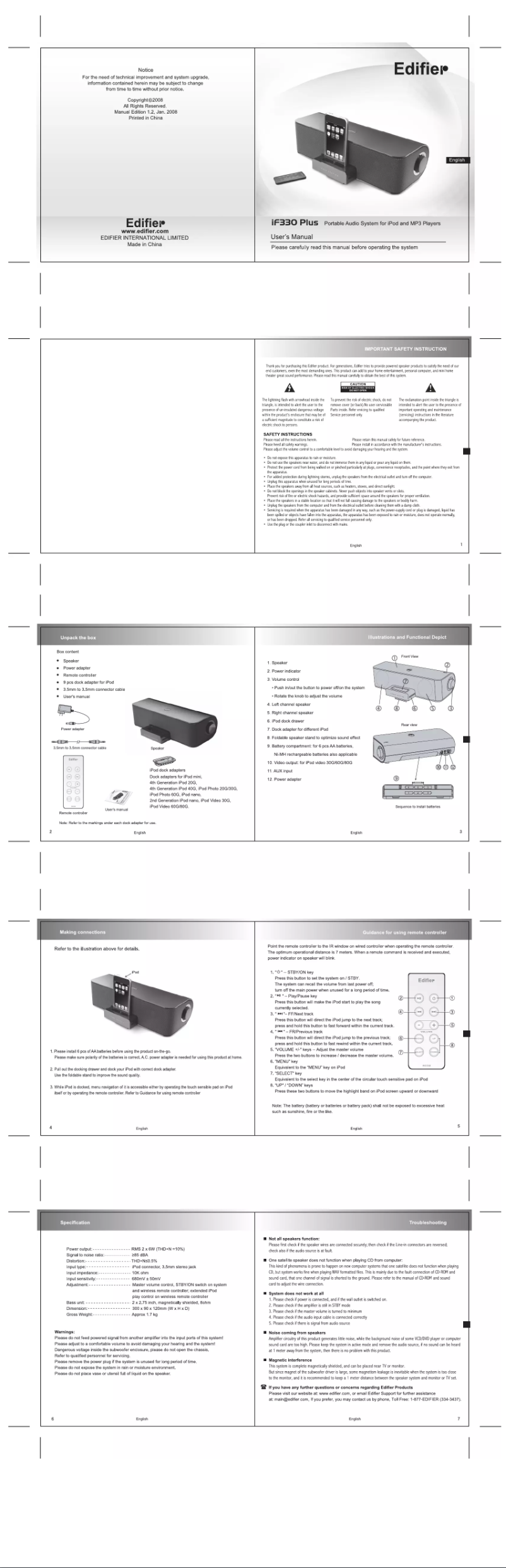 Image de la première page du manuel de l'appareil If330plus