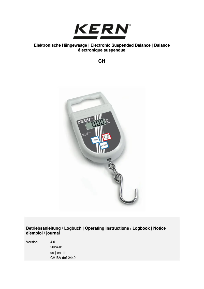 Page 1 de la notice Manuel utilisateur Kern CH 15K20