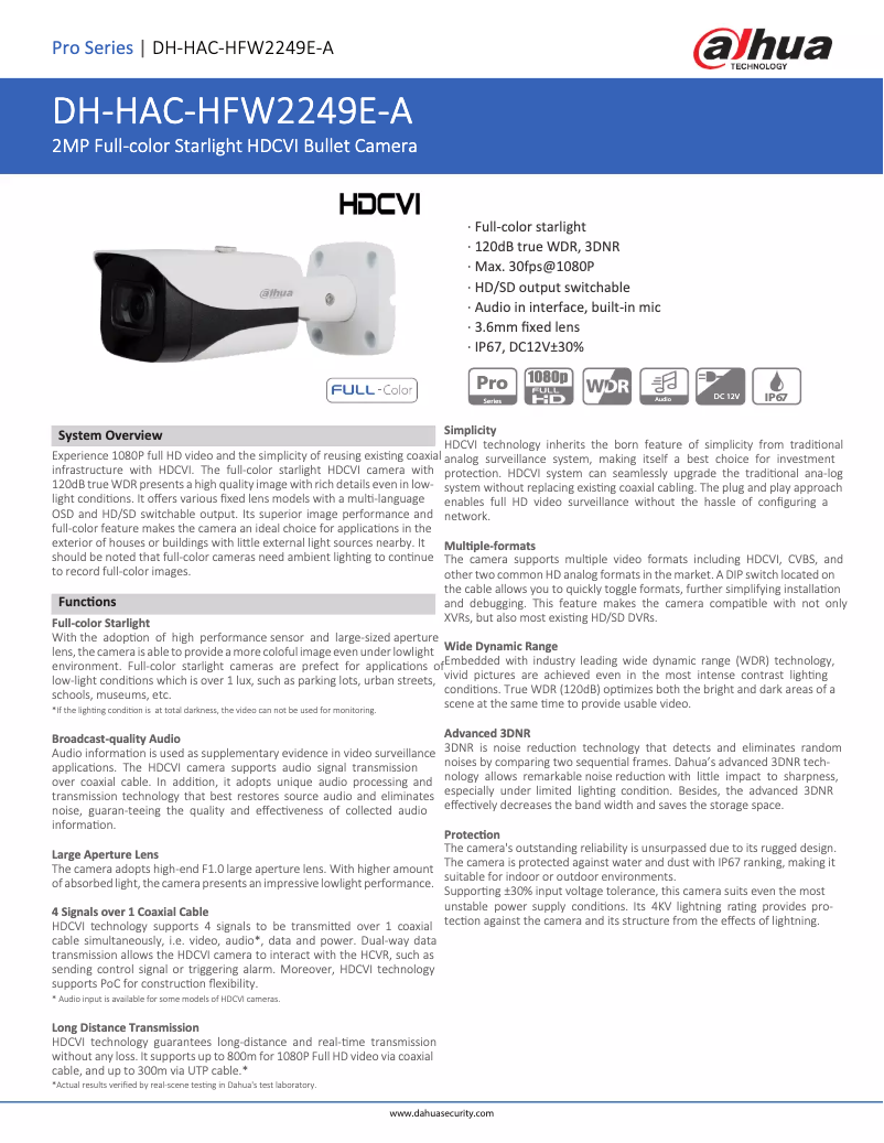 Image de la première page du manuel de l'appareil HAC-HFW2249E-A