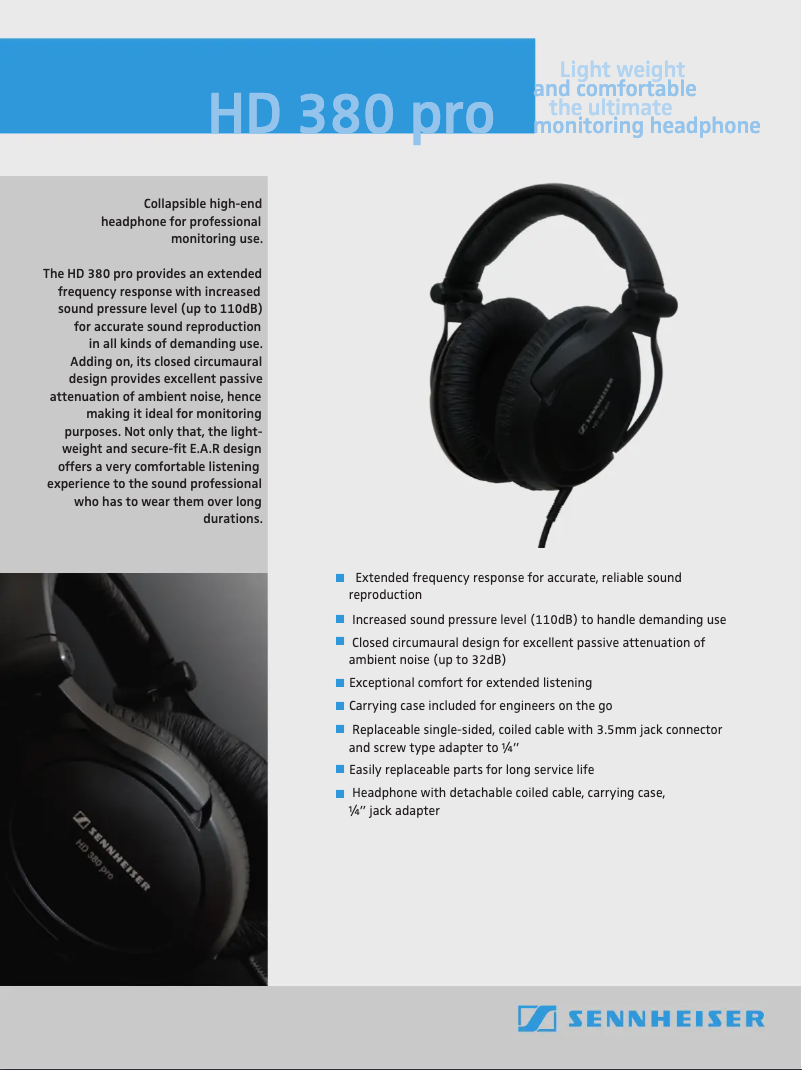 Page n°1 - Manuel utilisateur Sennheiser HD 380