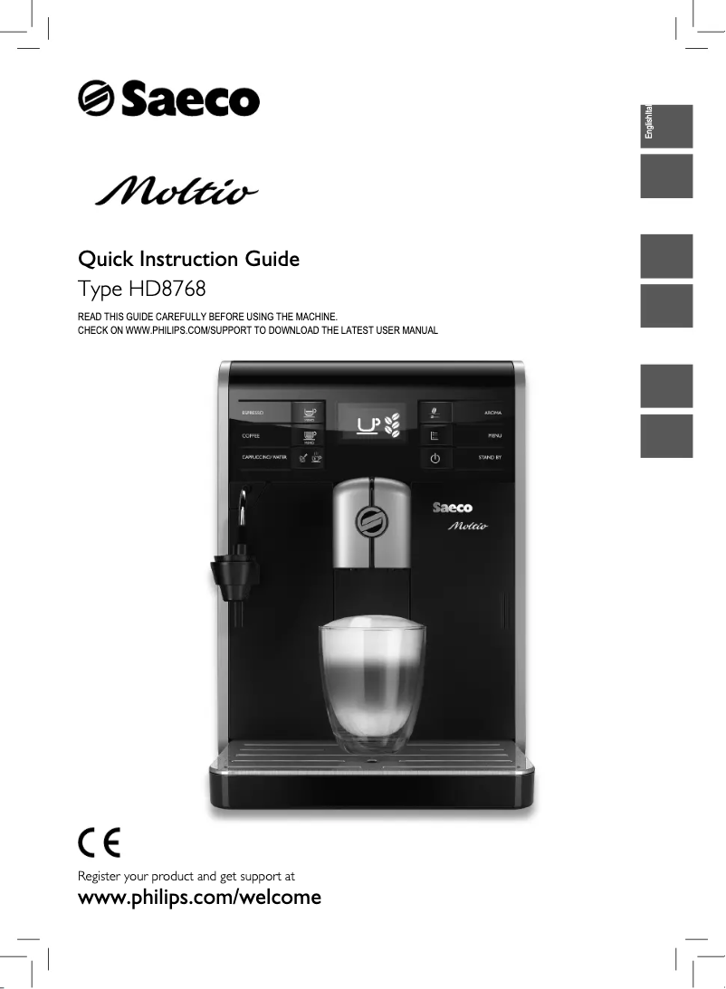 Image de la première page du manuel de l'appareil Saeco Moltio HD8768