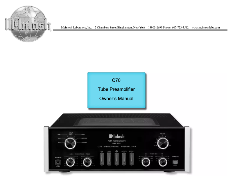 Page n°1 - Manuel utilisateur McIntosh C70