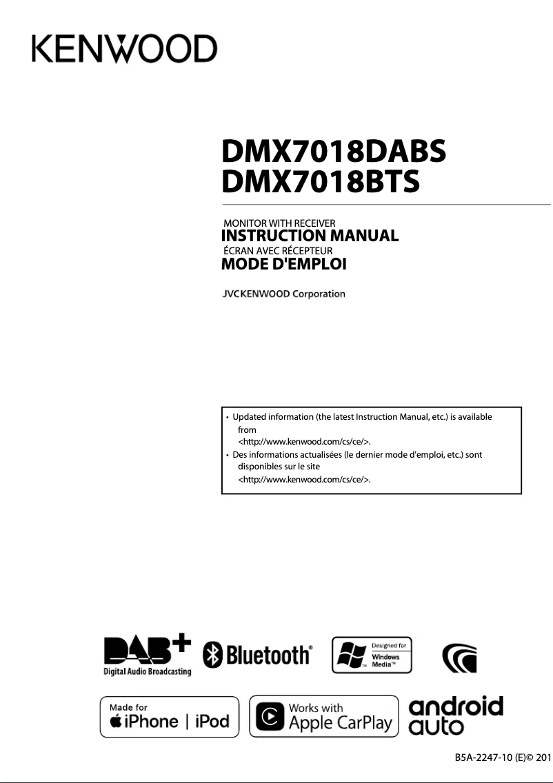 Page n°1 - Manuel utilisateur Kenwood DM-X7018DABS