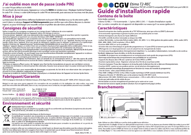 Image de la première page du manuel de l'appareil Etimo T2 REC