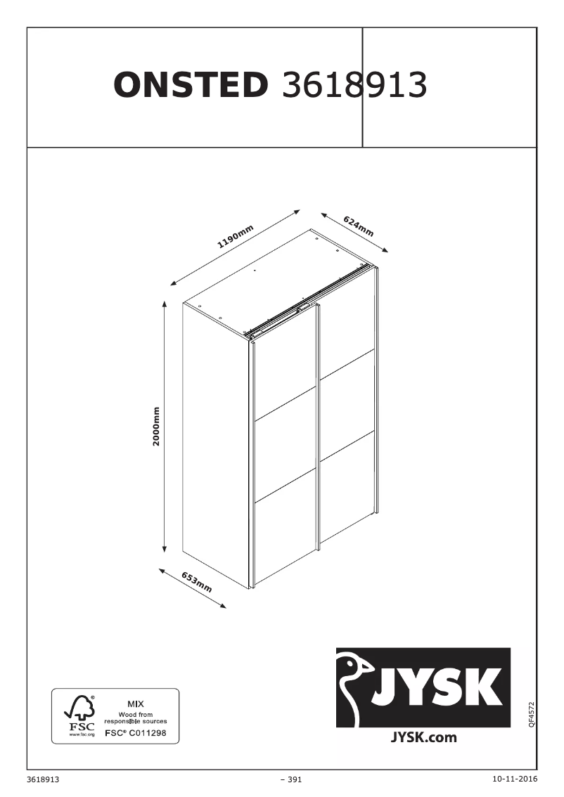 Image de la première page du manuel de l'appareil Onsted (120x201x64)