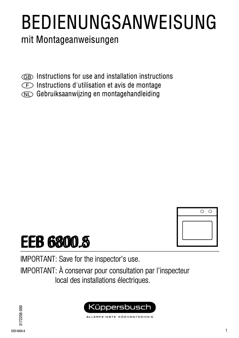 Page 1 de la notice Manuel utilisateur Küppersbusch EEB 6800.8
