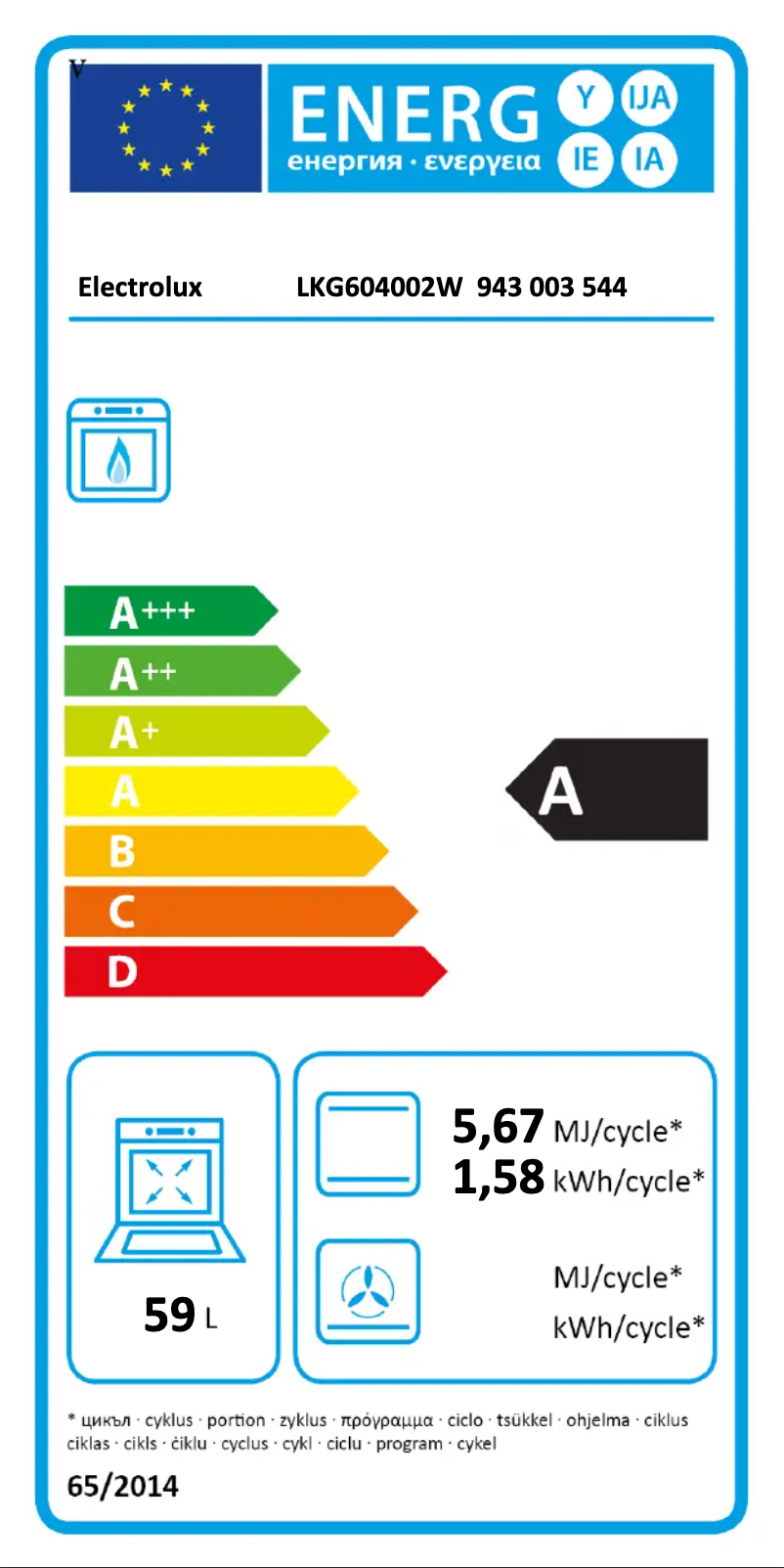 Page 1 de la notice Manuel utilisateur Electrolux LKG604002W