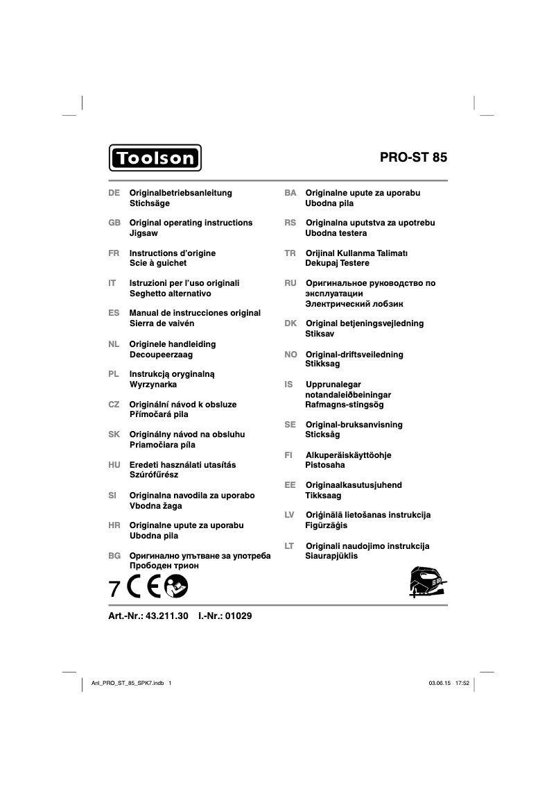 Page n°1 - Manuel utilisateur Toolson PRO-ST 85