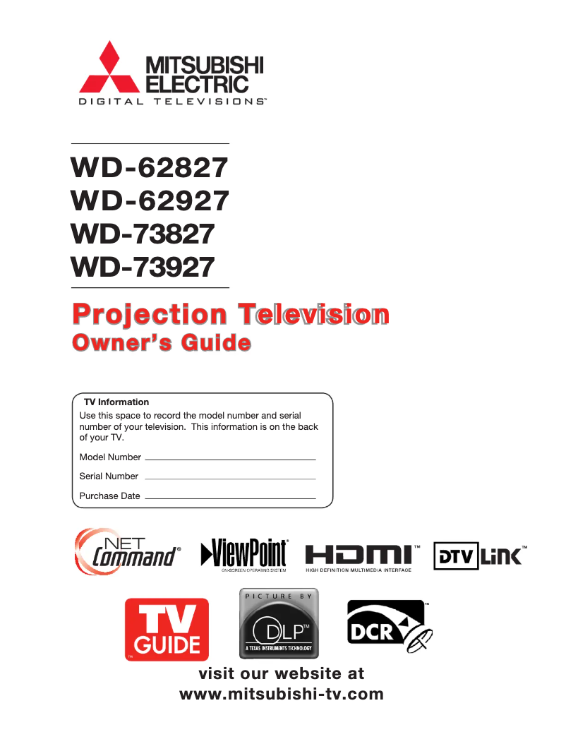 Image de la première page du manuel de l'appareil WD-62927