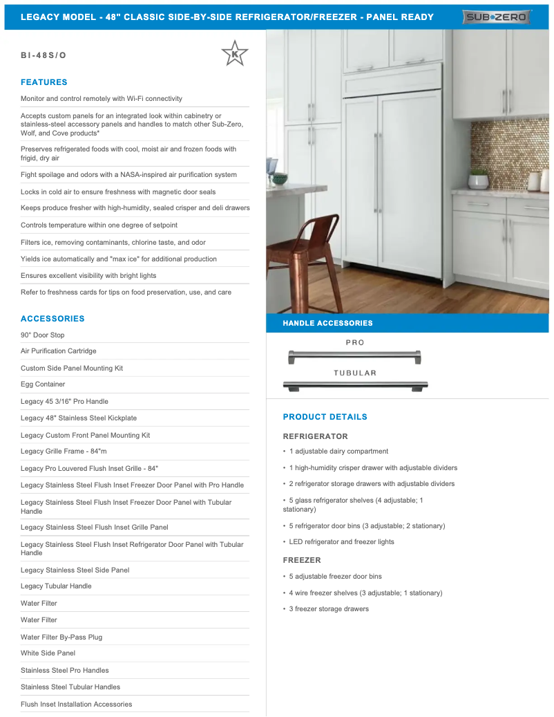 Page 1 de la notice Manuel utilisateur Sub-Zero BI-48O