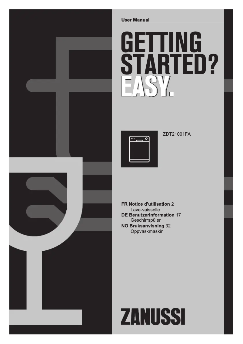 Page n°1 - Manuel utilisateur Zanussi ZDT21001 FA