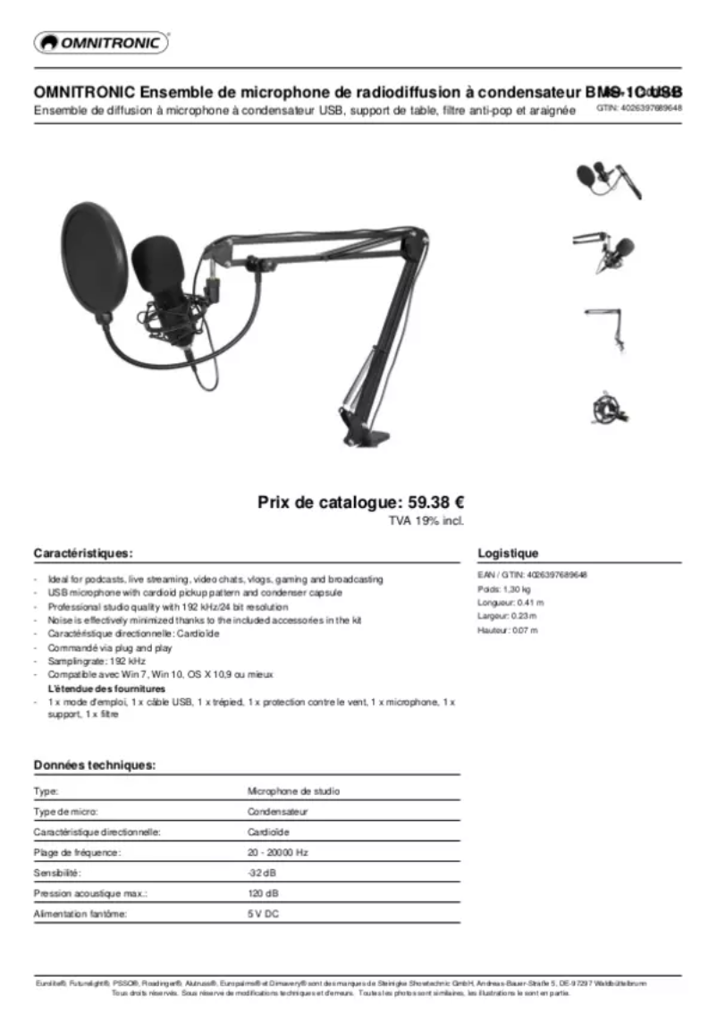 Página 1 del manual Manual de usuario Omnitronic BMS-1C
