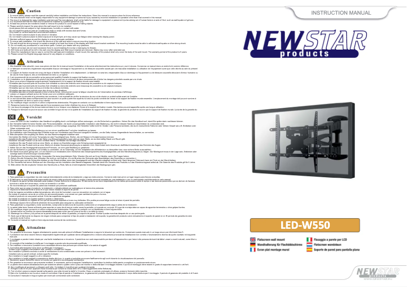 Page n°1 - Manuel utilisateur Newstar LED-W550