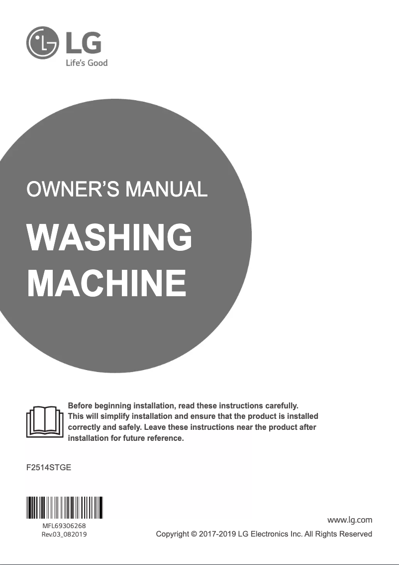 Page 1 de la notice Manuel utilisateur LG F2514STGE