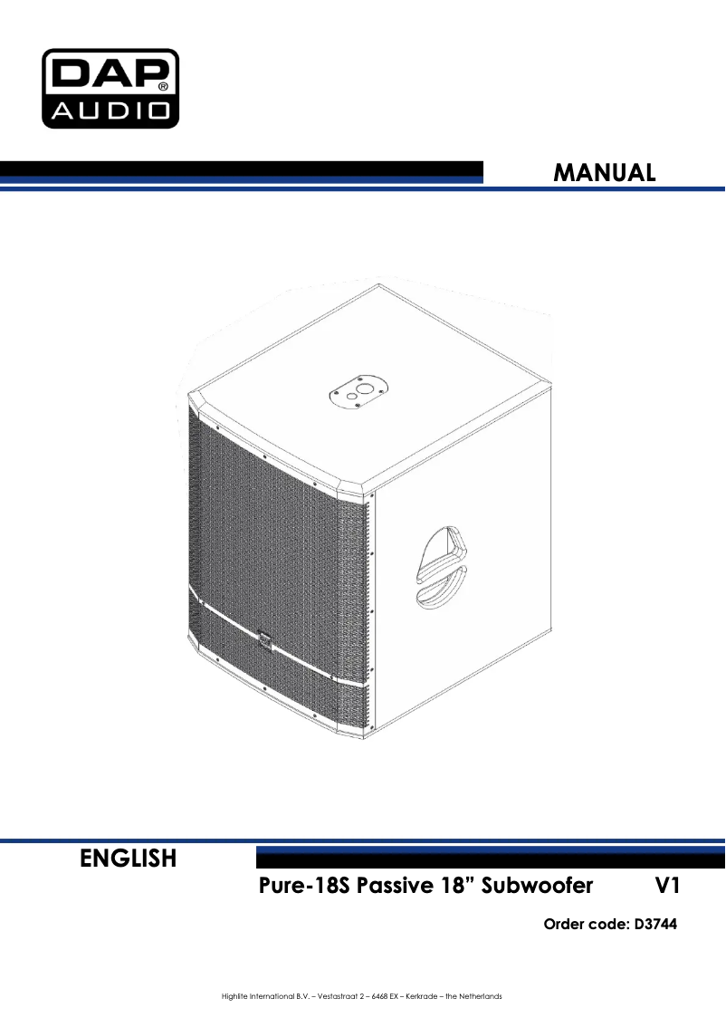 Page 1 de la notice Manuel utilisateur DAP-Audio Pure-18S