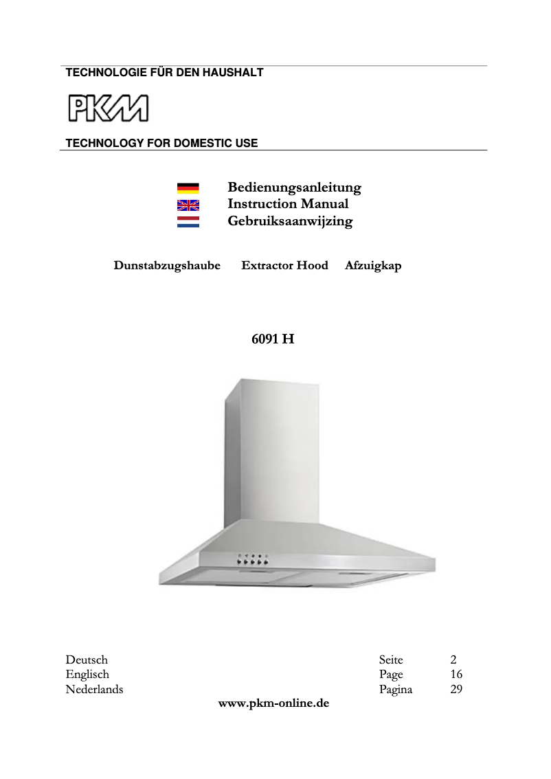 Page n°1 - Manuel utilisateur PKM 6091H