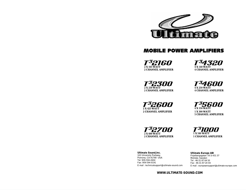 Page 1 de la notice Manuel utilisateur Ultimate T3-2300