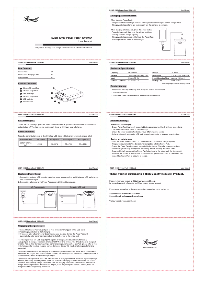 Page n°1 - Manuel utilisateur Rosewill RCBR-13030