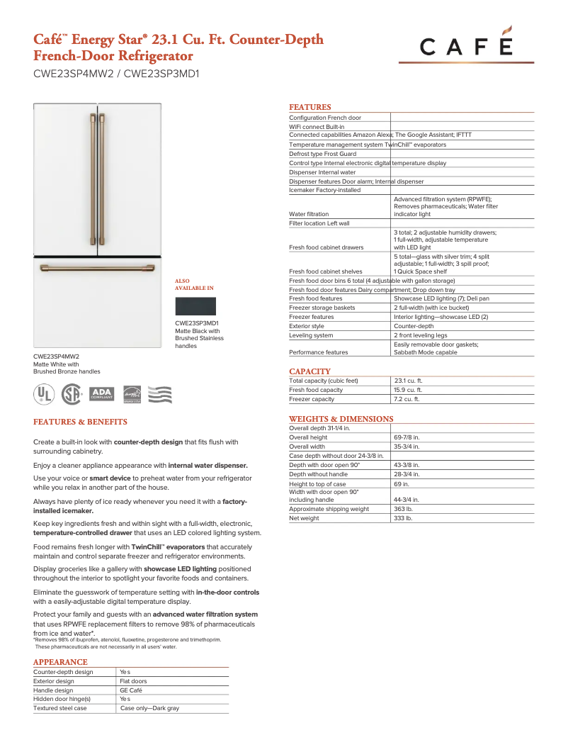 Image de la première page du manuel de l'appareil CWE23SP3MD1