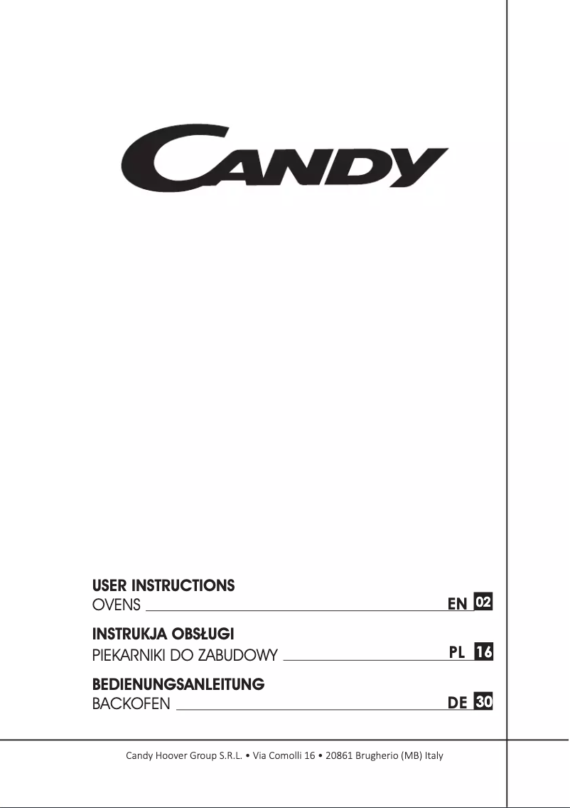 Page n°1 - Manuel utilisateur Candy COS625NL