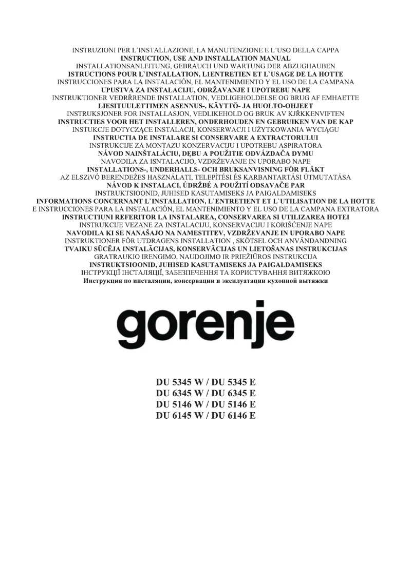 Page 1 de la notice Manuel utilisateur Gorenje DU5345E