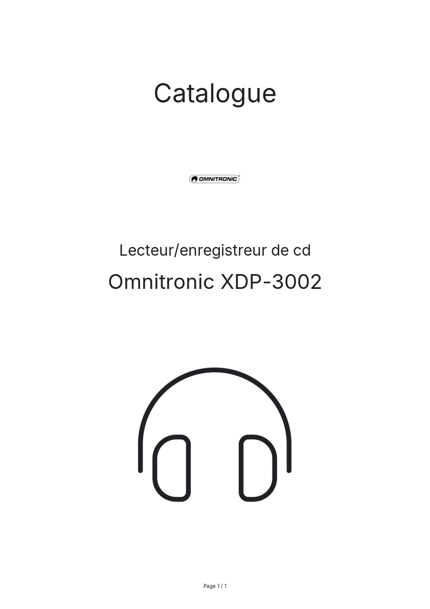 Page n°1 - Catalogue Omnitronic XDP-3002