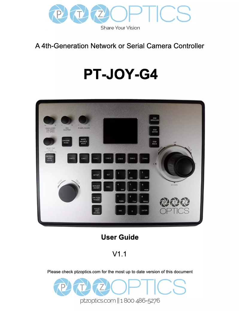 Image de la première page du manuel de l'appareil PT-JOY-G4