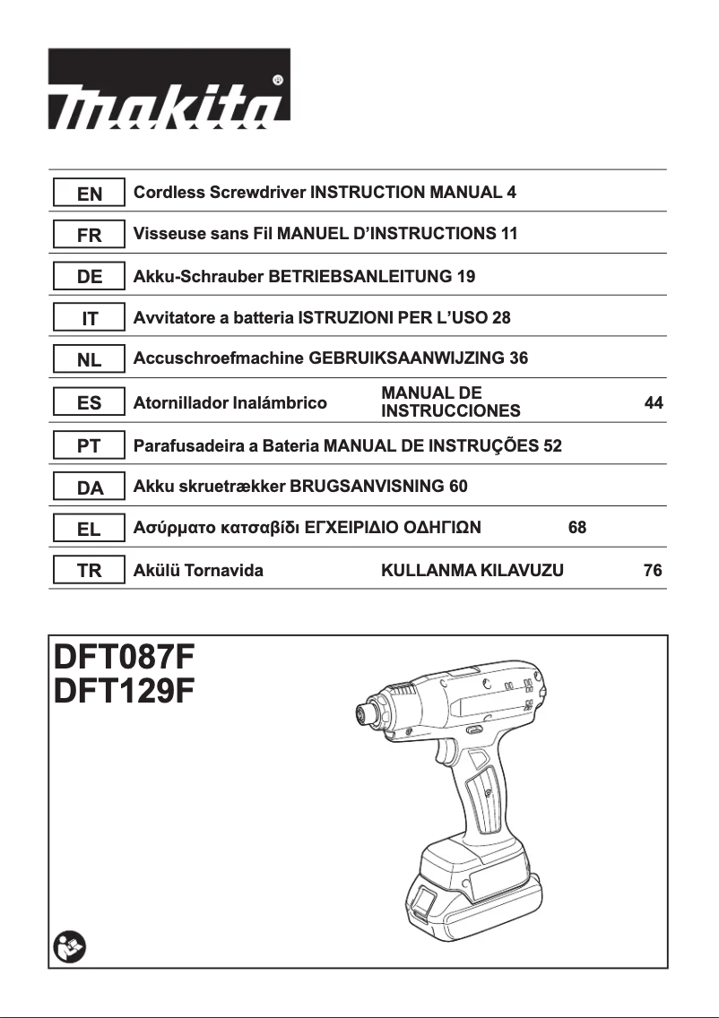 Page 1 de la notice Manuel utilisateur Makita DFT129F