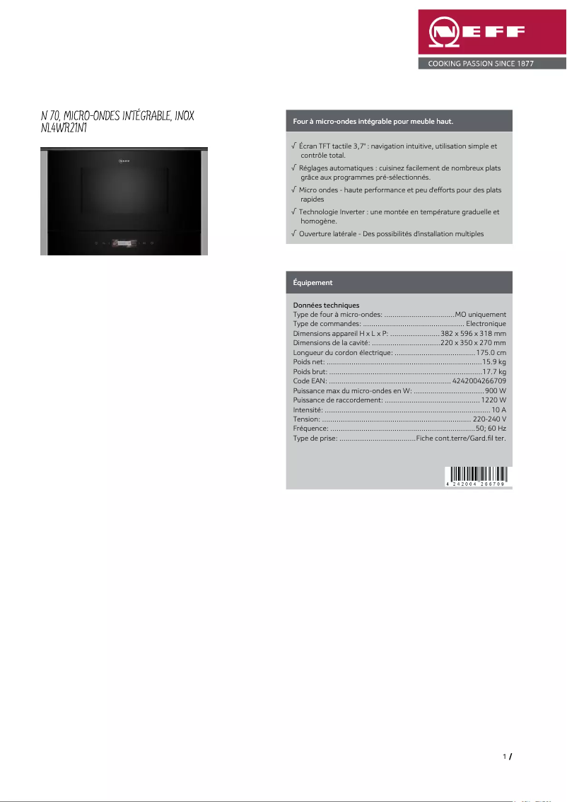 Image de la première page du manuel de l'appareil NL4WR21N1