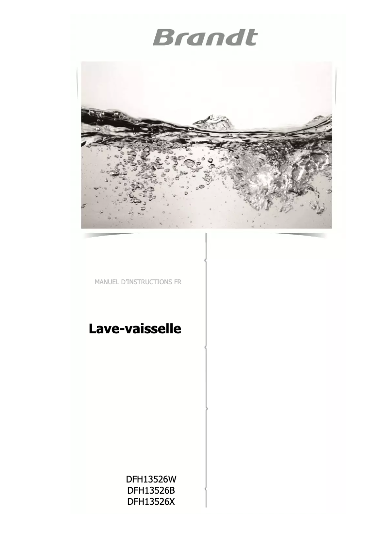 Page 1 de la notice Manuel utilisateur Brandt DFH13526W