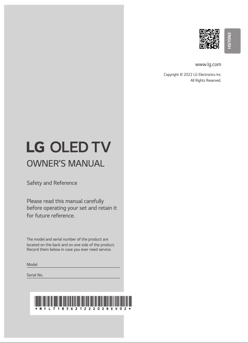 Page n°1 - Manuel utilisateur LG OLED55G2PSA