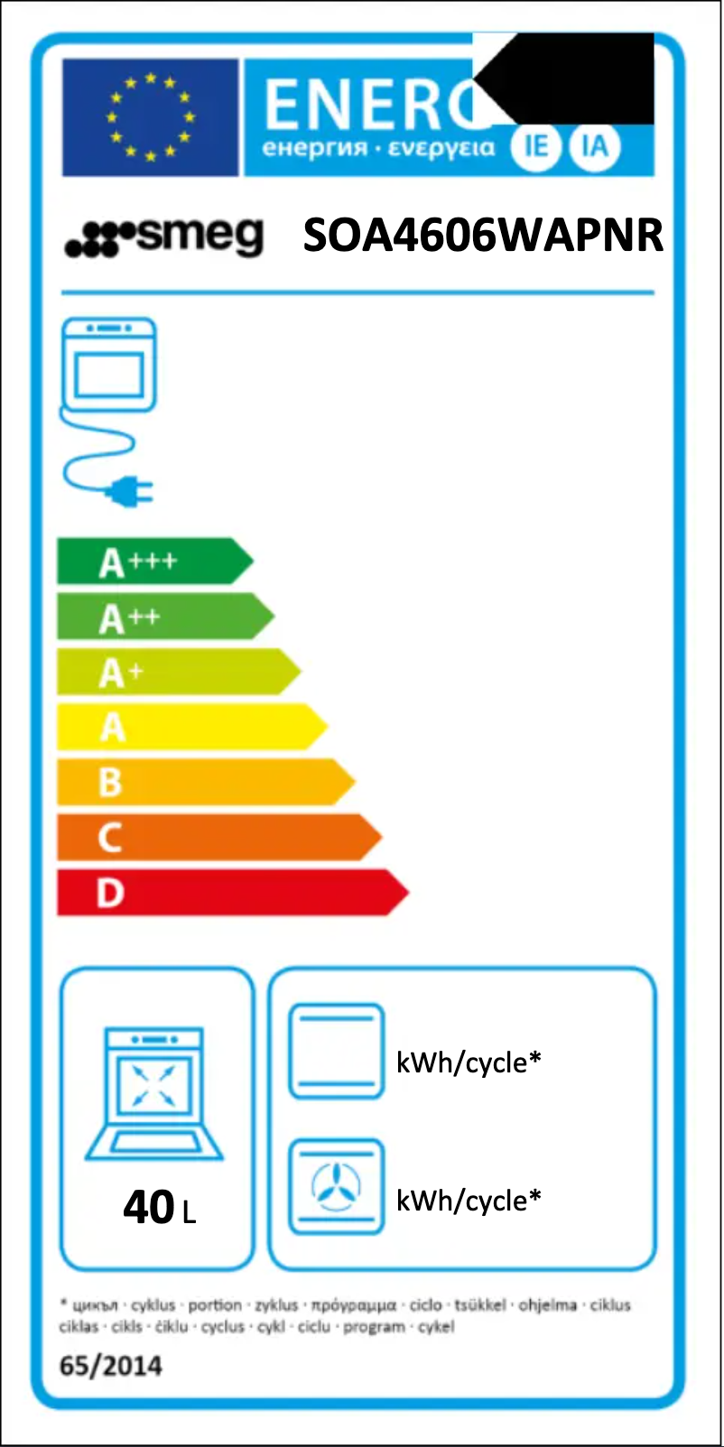 Page n°1 - Label énergétique Smeg SOA4606WAPNR