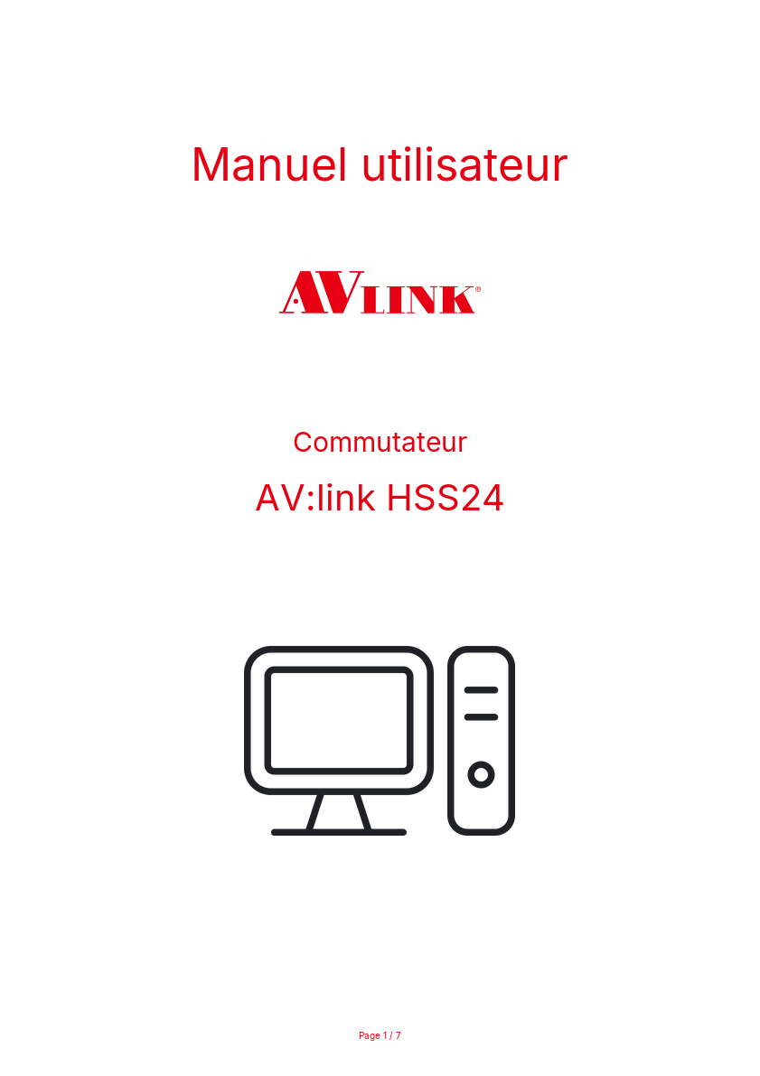 Page n°1 - Manuel utilisateur AV:link HSS24
