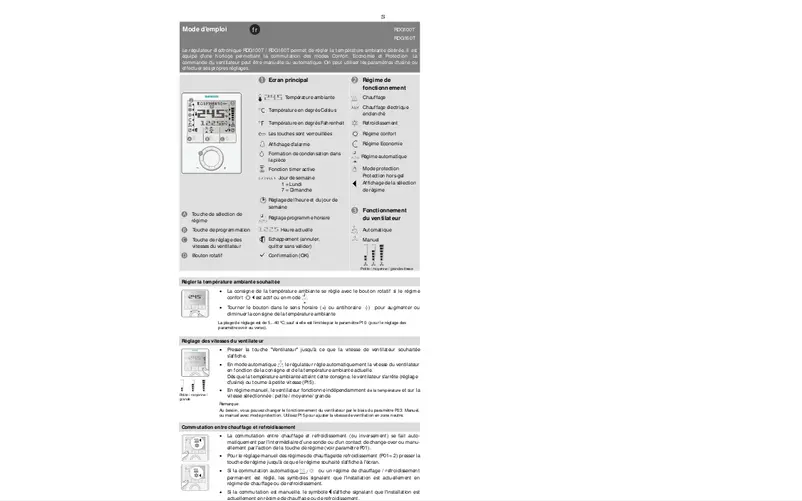 Page n°1 - Manuel utilisateur Siemens RDG160T
