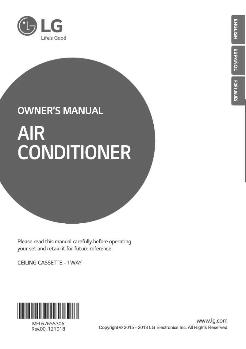 Page 1 de la notice Manuel utilisateur LG AMNW12GTUC0