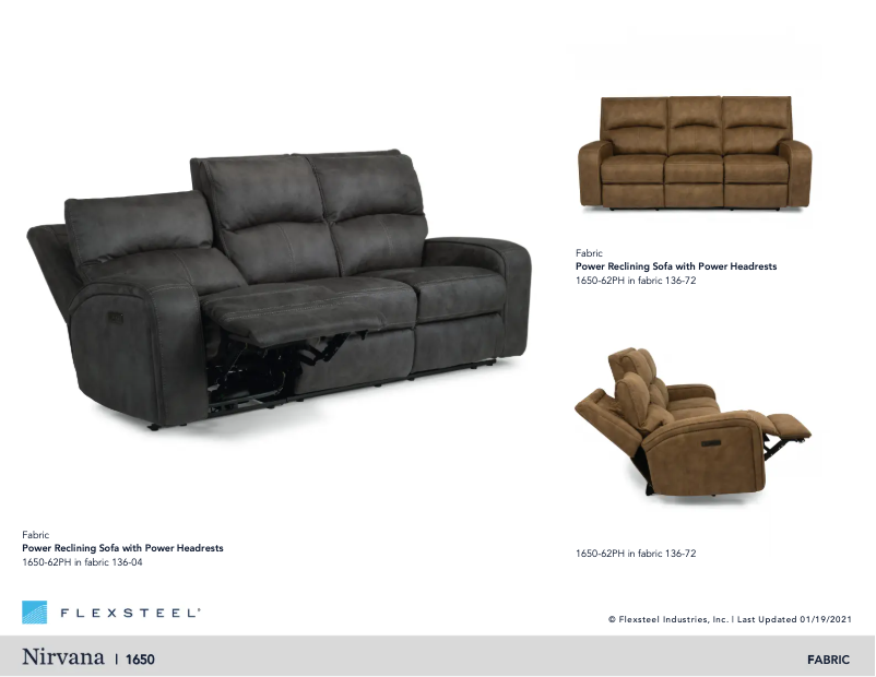 Página 1 del manual Manual de instrucciones Flexsteel Nirvana 1650-62PH