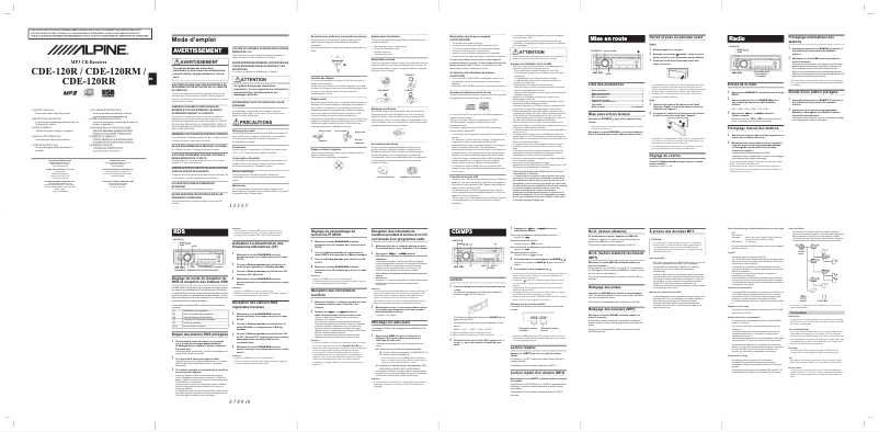 Page n°1 - Manuel utilisateur Alpine CDE-120RM