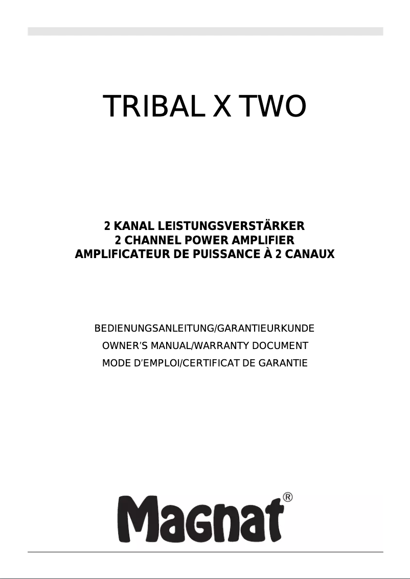 Image de la première page du manuel de l'appareil Tribal X Two