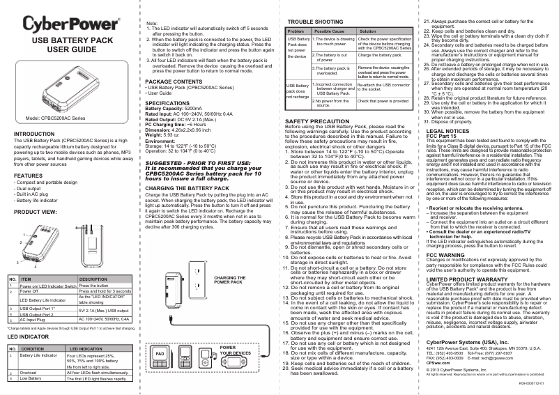Page n°1 - Manuel utilisateur CyberPower CPBC5200AC